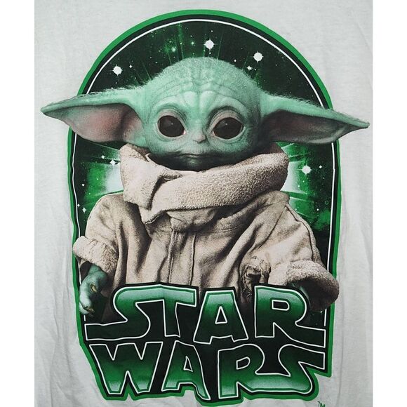 Mens Sz Large Licensed Star Wars GROGU The Child Mandalorian Ringer Shirt - Picture 1 of 4
